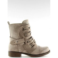 Brązowe Botki militarne beżowe 17103-4 Khaki. Pomarańczowe botki damskie ButyModne, ze skóry ekologicznej, militarne, z okrągłym noskiem, bez obcasa, na obcasie, bez zapięcia. W wyprzedaży za 149,00 zł.