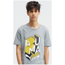 Puma Koszulka Ss Puma Graphic , szary, rozmiar L. Szare koszulki męskie Puma, m, z nadrukiem, z bawełny, eleganckie, bez kołnierzyka, z krótkim rękawem, krótkie. Za 99,99 zł.