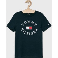 Tommy Hilfiger - T-shirt dziecięcy 128-176 cm. Czerwone t-shirty chłopięce TOMMY HILFIGER, z nadrukiem, z bawełny, bez rękawów. W wyprzedaży za 99,90 zł.