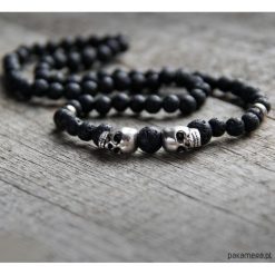 Naszyjnik MĘSKI :: black LAVA & skulls. Czarne naszyjniki męskie Pakamera. Za 112,00 zł.