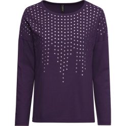 Shirt z aplikacją ze sztrasów bonprix ciemny lila. Fioletowe koszulki damskie bonprix, z aplikacjami, bez kołnierzyka. Za 54,99 zł.