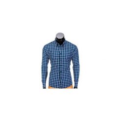 KOSZULA MĘSKA W KRATĘ Z DŁUGIM RĘKAWEM K387 - GRANATOWA/ZIELONA. Zielone koszule męskie na spinki marki Ombre Clothing, m, z długim rękawem. Za 49,00 zł.