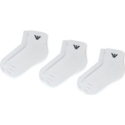 Zestaw 3 par niskich skarpet męskich EMPORIO ARMANI - 302202 CC195 00010 White. Białe skarpetki męskie Emporio Armani, bez wzorów, z elastanu. Za 99,00 zł.