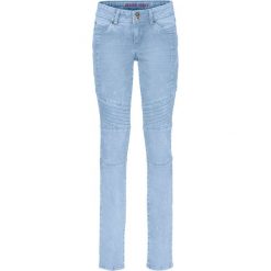 Dżinsy SKINNY ze szwami dzielącymi bonprix jasnoniebieski "bleached". Niebieskie jeansy damskie marki bonprix, z nadrukiem. Za 89,99 zł.