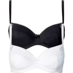 Biustonosz "push up" (2 szt.) bonprix biały + czarny. Białe biustonosze bonprix, bez wzorów. Za 45,98 zł.