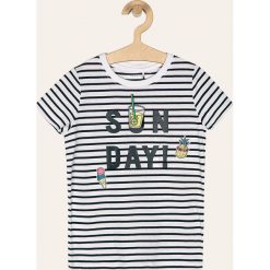 Name it - T-shirt dziecięcy 122-164 cm. Niebieskie bluzki dziewczęce Name it, z nadrukiem, z bawełny, z okrągłym kołnierzem, z krótkim rękawem, krótkie, bez kaptura. Za 89,90 zł.