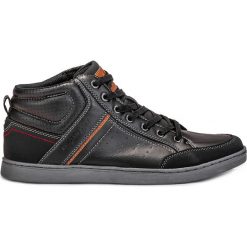 Trampki męskie: BUTY MĘSKIE TRAMPKI WYSOKIE T198 – CZARNE