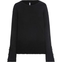 Sweter dzianinowy z guzikami w optyce masy rogowej bonprix czarny. Czarne swetry damskie bonprix, bez wzorów, z dzianiny, bez rękawów, bez kaptura. Za 79,99 zł.