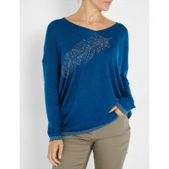 Sweter w kolorze niebieskim. Niebieskie swetry damskie Jacqueline Riu, bez wzorów, klasyczne, bez rękawów, bez kaptura. W wyprzedaży za 79,95 zł.