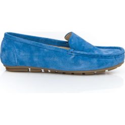 Mokasyny damskie - skóra naturalna - model 001 – kolor niebieski welur. Niebieskie mokasyny damskie Zapato, do pracy, na lato, bez wzorów, z jeansu, klasyczne, na niskim obcasie, na płaskiej podeszwie, bez zapięcia. Za 310,00 zł.