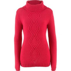 Swetry klasyczne damskie: Sweter z warkoczem bonprix czerwony