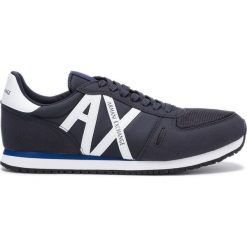 Armani Exchange Tenisówki Niebieski. Niebieskie trampki męskie Armani Exchange, bez wzorów, z materiału, bez zapięcia. Za 529,95 zł.