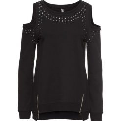Bluza z wycięciami bonprix czarny. Czarne bluzy damskie bonprix, bez wzorów, bez rękawów, bez kaptura. Za 119,99 zł.