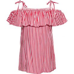 Bluzka "carmen" w paski bonprix czerwono-biel wełny w paski. Czerwone bluzki z odkrytymi ramionami bonprix, w paski, z wełny, z kołnierzem typu carmen. Za 32,99 zł.
