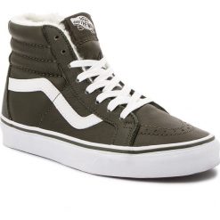 Sneakersy VANS - Sk8-Hi Reissue VN0A2XSBUCH1 (Leather/Fleece) Olive Ni. Zielone półbuty damskie Vans, bez zapięcia. W wyprzedaży za 319,00 zł.