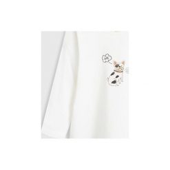 Mango Kids - Longsleeve dziecięcy Bulldog 80-104 cm. Białe t-shirty chłopięce Mango Kids, z nadrukiem, z bawełny, bez rękawów. Za 25,90 zł.