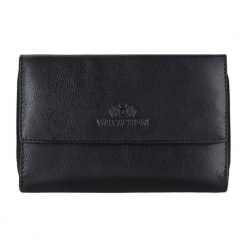 Skórzany portfel w kolorze czarnym - (S)15 x (W)10 cm. Czarne portfele damskie Wittchen, z materiału. W wyprzedaży za 149,95 zł.