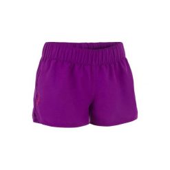 Szorty surfing krótkie JR. Fioletowe spodenki dziewczęce OLAIAN, w paski. W wyprzedaży za 19,99 zł.