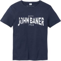 T-shirt z nadrukiem bonprix ciemnoniebieski. Niebieskie koszulki męskie bonprix, s, z nadrukiem, z okrągłym kołnierzem, bez rękawów. Za 29,99 zł.
