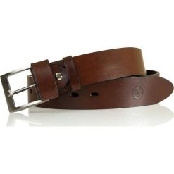 Pasek męski skórzany Brodrene LIC40 brązowy - Brązowy. Pomarańczowe paski męskie Brødrene, w paski, z jeansu, eleganckie. Za 89,99 zł.
