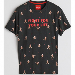T-shirt ze świątecznym nadrukiem - Czarny. Czarne t-shirty męskie z nadrukiem Reserved, l. Za 39,99 zł.