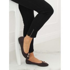 Baleriny damskie szare PERLA. Szare baleriny damskie FunKee.pl, bez wzorów, z zamszu, eleganckie, bez obcasa. Za 68,99 zł.