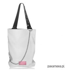 SHOPPER skóra naturalna BIAŁY. Białe shopper bag damskie Pakamera, ze skóry, na ramię. Za 255,00 zł.