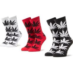 Zestaw 3 par wysokich skarpet unisex HUF - Essentials Plantlife Sock 3-Pk SK00465 r.OS Bkwcr. Czerwone skarpetki damskie HUF, bez wzorów, z bawełny. Za 339,00 zł.