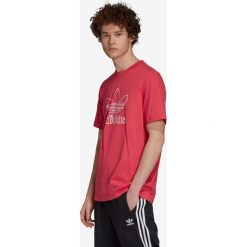 Adidas Originals Trefoil Logo Outline Koszulka Czerwony. Czerwone podkoszulki męskie adidas Originals, l, z nadrukiem, z bawełny, z krótkim rękawem. Za 111,95 zł.
