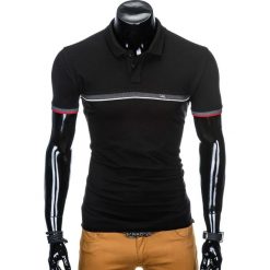 KOSZULKA MĘSKA POLO BEZ NADRUKU S881 - CZARNA. Czarne koszulki polo męskie Ombre Clothing, s, z nadrukiem, bez rękawów. Za 29,00 zł.