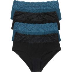 Figi "maxi panty" bonprix czarno-niebieskozielony morski. Czarne panty damskie bonprix, w koronkowe wzory. Za 55,96 zł.