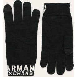 Armani Exchange - Rękawiczki. Niebieskie rękawiczki męskie Armani Exchange, bez wzorów, z bawełny. W wyprzedaży za 159,90 zł.
