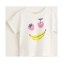 Mango Kids - Top dziecięcy Animal 80-104 cm. Zielone bluzki dziewczęce Mango Kids, z nadrukiem, z bawełny, z okrągłym kołnierzem, z krótkim rękawem, krótkie, bez kaptura. Za 19,90 zł.