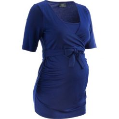 Shirt dla ciężarnych i karmiących bonprix kobaltowy. Niebieskie bluzki ciążowe bonprix, w paski, z dekoltem w serek, bez rękawów. Za 74,99 zł.