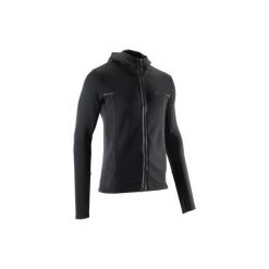 Kurtka do biegania męska RUN WARM+ czarna. Czarne kurtki sportowe męskie KALENJI, s, bez wzorów, z elastanu, bez kaptura, do biegania. Za 119,99 zł.
