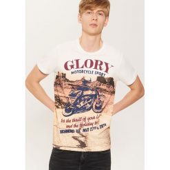 T-shirt z motocyklem - Kremowy. Białe t-shirty męskie marki House, l. Za 49,99 zł.