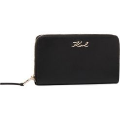 Duży Portfel Damski KARL LAGERFELD - 201W3237 Black 999. Czarne portfele damskie KARL LAGERFELD, bez wzorów, ze skóry. W wyprzedaży za 429,00 zł.