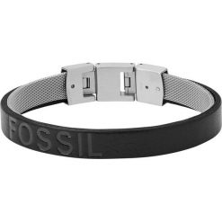 Fossil - Bransoletka skórzana. Czarne bransoletki męskie Fossil, ze stali. Za 259,90 zł.