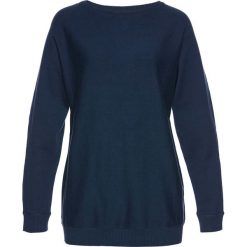 Sweter z rękawami typu nietoperz bonprix ciemnoniebieski. Niebieskie swetry damskie bonprix, bez wzorów, bez rękawów, bez kaptura. Za 74,99 zł.