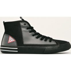 Guess Jeans - Trampki. Czarne trampki męskie Guess Jeans, z aplikacjami, z jeansu, na sznurówki. W wyprzedaży za 419,90 zł.