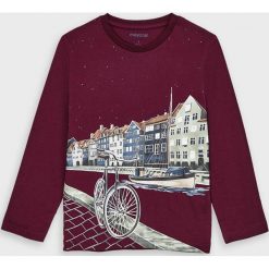 Mayoral - Longsleeve dziecięcy 92-134 cm. Brązowe t-shirty chłopięce Mayoral, z nadrukiem, z bawełny, z długim rękawem. Za 70,90 zł.