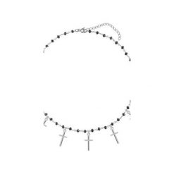Srebrny naszyjnik choker z czarnymi onyksami i krzyżykami. Szare naszyjniki damskie Atdiament, z onyksem, srebrne. Za 159,00 zł.