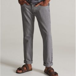 Spodnie jeansowe slim - Szary. Szare spodnie męskie Reserved, m, bez wzorów, z jeansu. Za 129,99 zł.