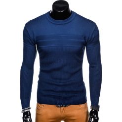 SWETER MĘSKI E130 - NIEBIESKI. Niebieskie swetry klasyczne męskie marki Inny, m, klasyczne, z klasycznym kołnierzykiem. Za 39,00 zł.