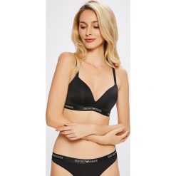 Emporio Armani - Biustonosz. Czarne biustonosze z paskami marki Emporio Armani, z haftami, z elastanu. W wyprzedaży za 179,90 zł.