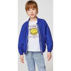 Mango Kids - Top dziecięcy Smileyd 110-164 cm. Szare bluzki dziewczęce marki Mango Kids, s, z nadrukiem, z bawełny, z okrągłym kołnierzem. Za 59,90 zł.