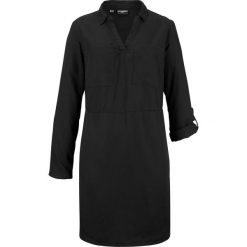 Sukienka szmizjerka przyjazna dla środowiska, TENCEL™ lyocell bonprix czarny. Czarne sukienki damskie bonprix, bez wzorów, z lyocellu, bez kołnierzyka, bez rękawów, szmizjerki. Za 79,99 zł.