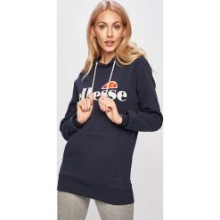 Ellesse - Bluza. Niebieskie bluzy damskie Ellesse, z nadrukiem, z bawełny, bez rękawów, z kapturem. W wyprzedaży za 199,90 zł.