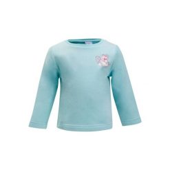Bluza ciepła. Niebieskie bluzy dziewczęce DOMYOS, z nadrukiem. W wyprzedaży za 14,99 zł.