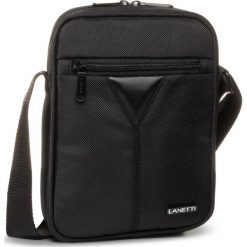 Saszetka LANETTI - BMR-S-041-10-03 Black. Czarne torby męskie skórzane Lanetti, bez wzorów, z materiału, młodzieżowe. Za 79,99 zł.